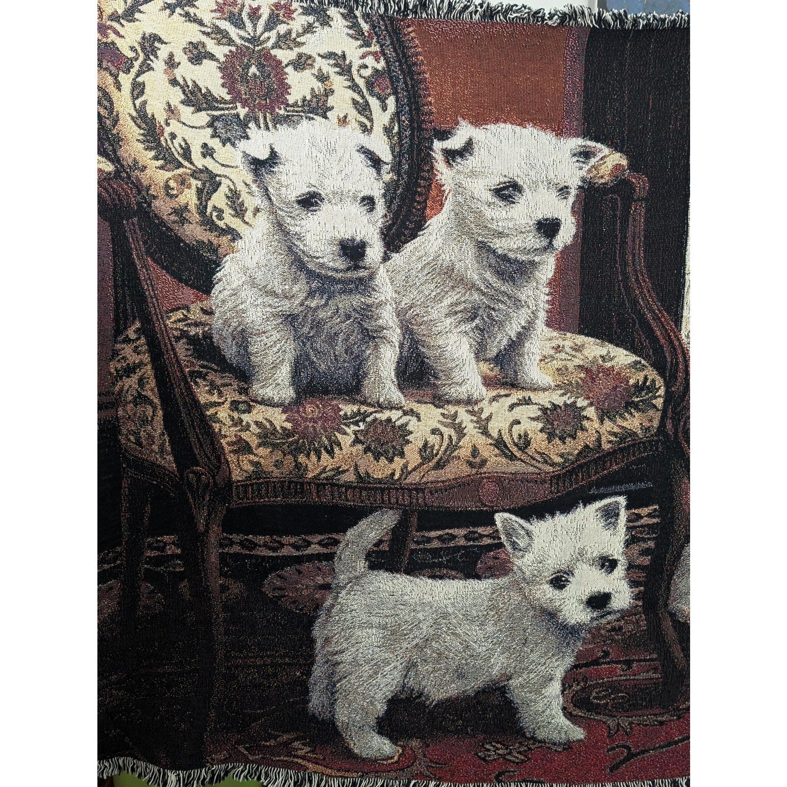 1135-T Pure Country Weavers Westie Tapestry Blanket Robert May Vintage Cotton Throw