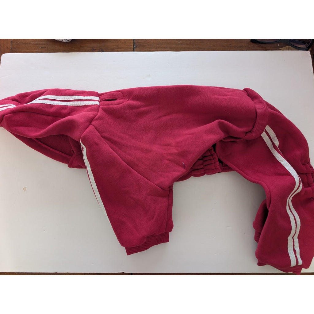 Dog Days Red Fleece Hooded Four Leg Dog Sweatsuit Pajamas Full Body Large