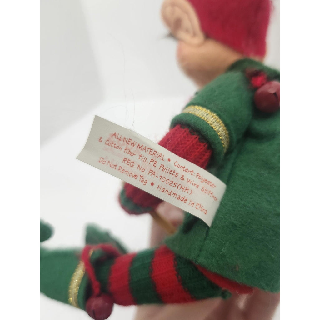 Vintage 2003 Annalee Mobilitee Christmas Elf Doll with Pencil Jingle Bells