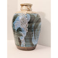 Amazing Drip Glazed Blue Tan Signed Studio Pottery Large Vase