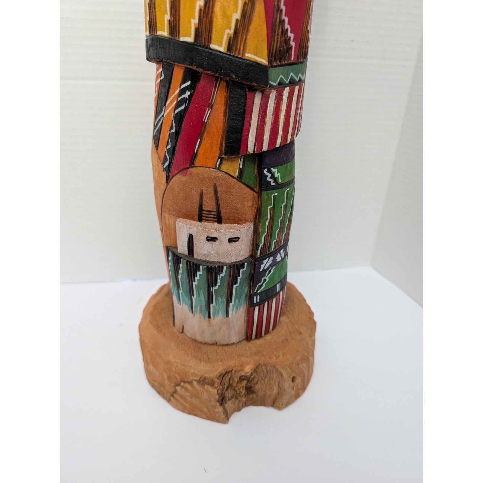 24" Signed B. Jones "Spider Woman" Large Navajo Polychrome Wood Sculpture