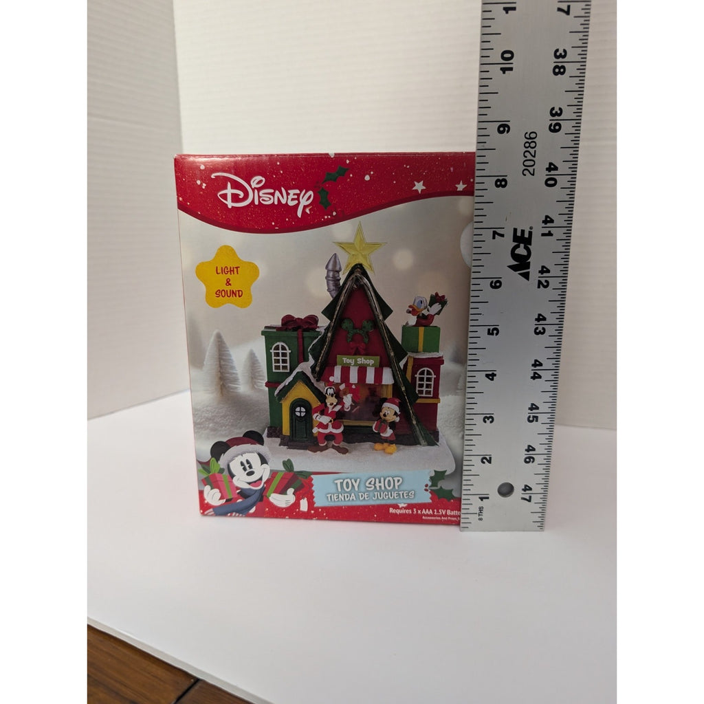 Disney Christmas Toy Shop Light Up House with Music & Sound Mickey Goofy Donald