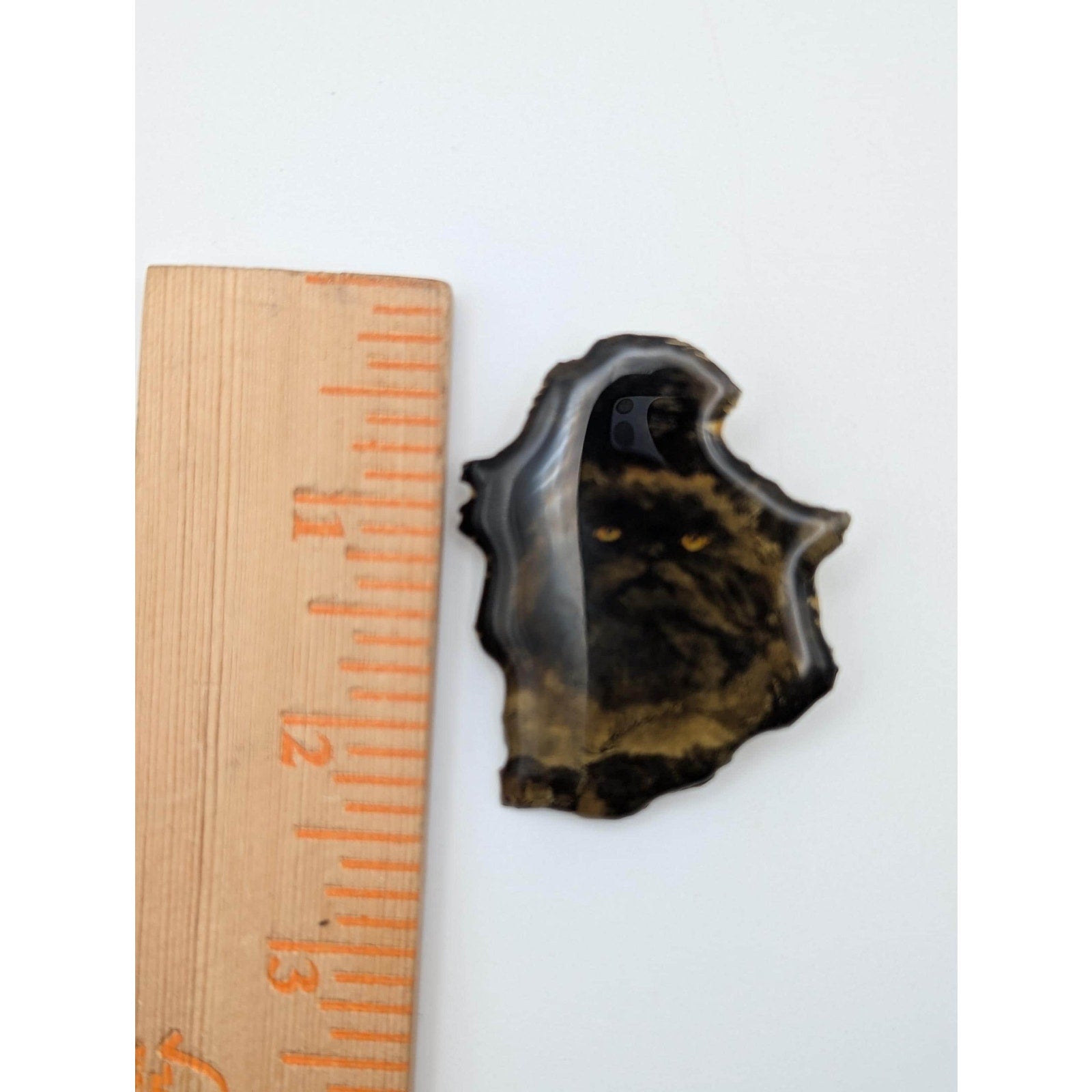 Vintage MB Designs Signed Whiskers Black Persian Cat Resin Brooch Pin Hand Painted USA