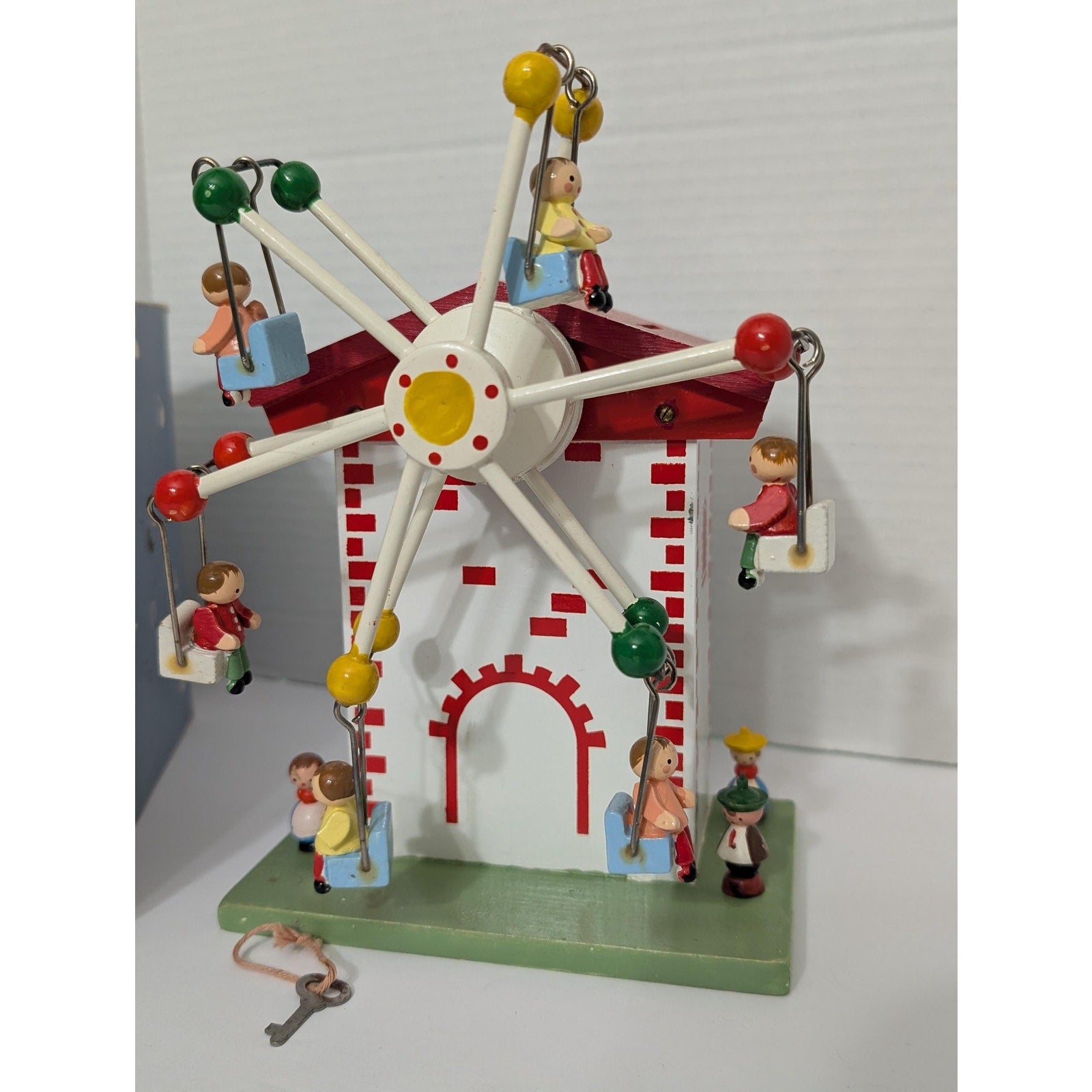 Vintage Reuge Swiss Movement Wooden Musical Ferris Wheel Coin Bank Sing A Song Of Six Pence With Box