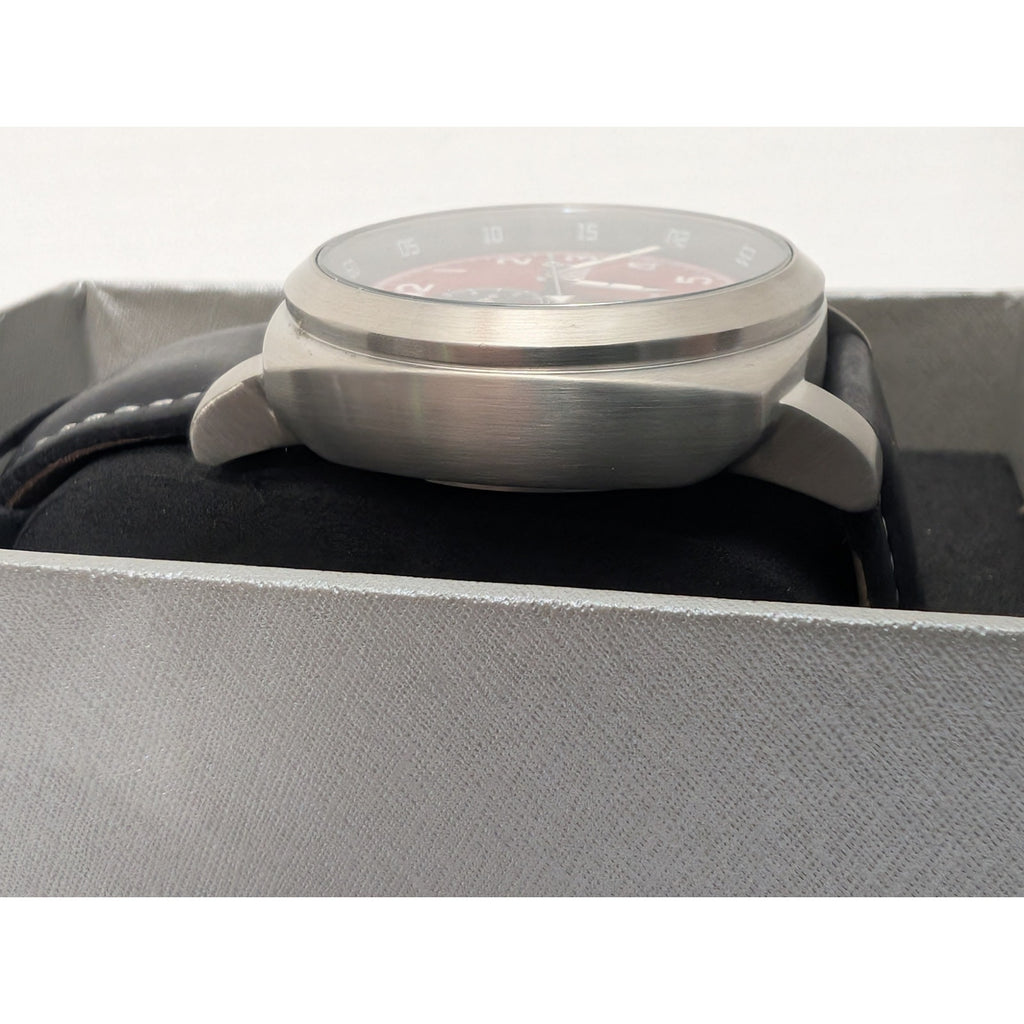 Reign Thanos Automatic Men's Skeleton Watch – Crimson Dial & Leather Strap