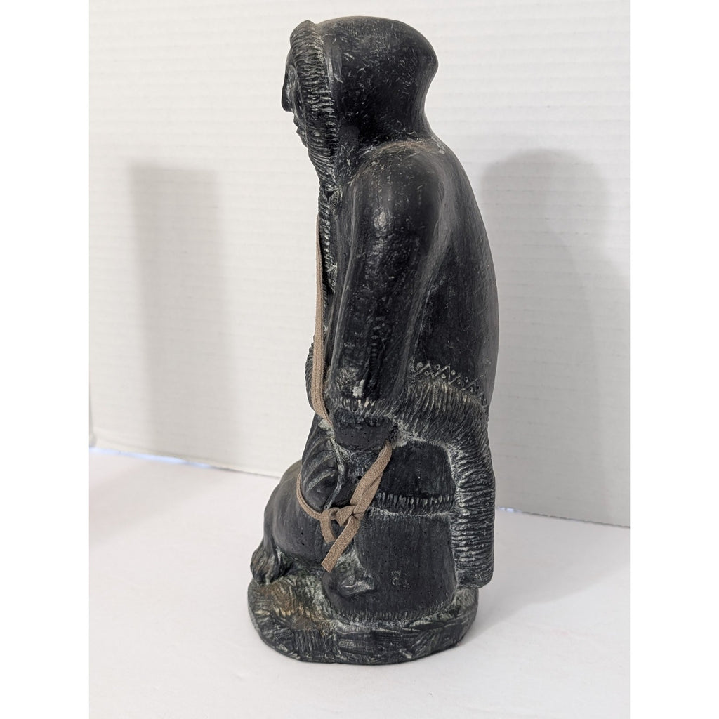 A Wolf Original Inuit Hunter Seal Figurine Sculpture Canada Wolf Sculptures Art