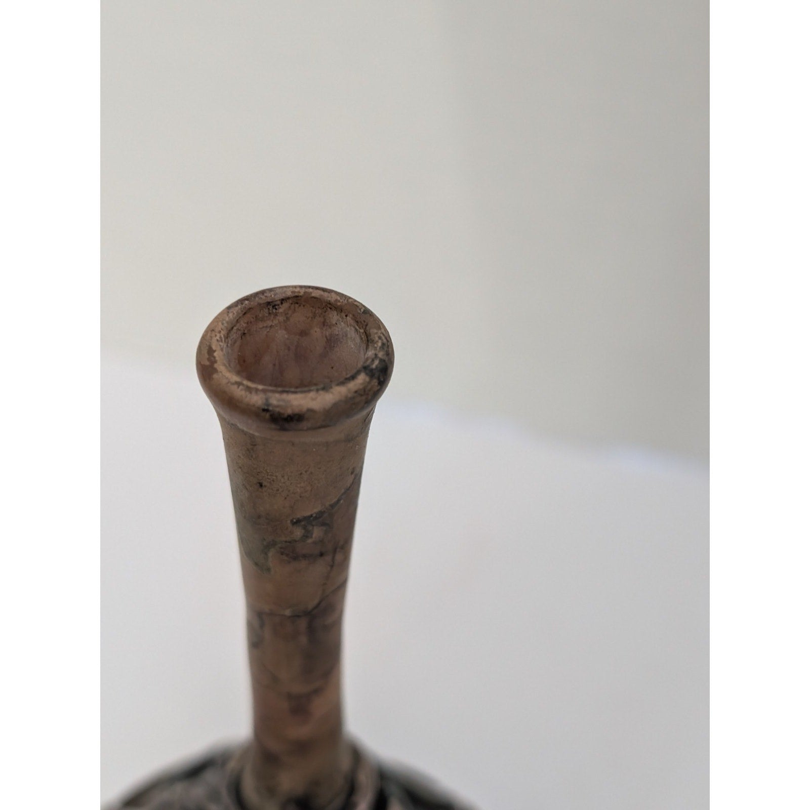 Vintage Art Glass Donut Hole Bud Vase with Metallic Overlay Abstract Design