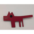 Vintage Red Plastic Geometric Dog Brooch Pin Abstract Avant Garde Novelty Jewelry