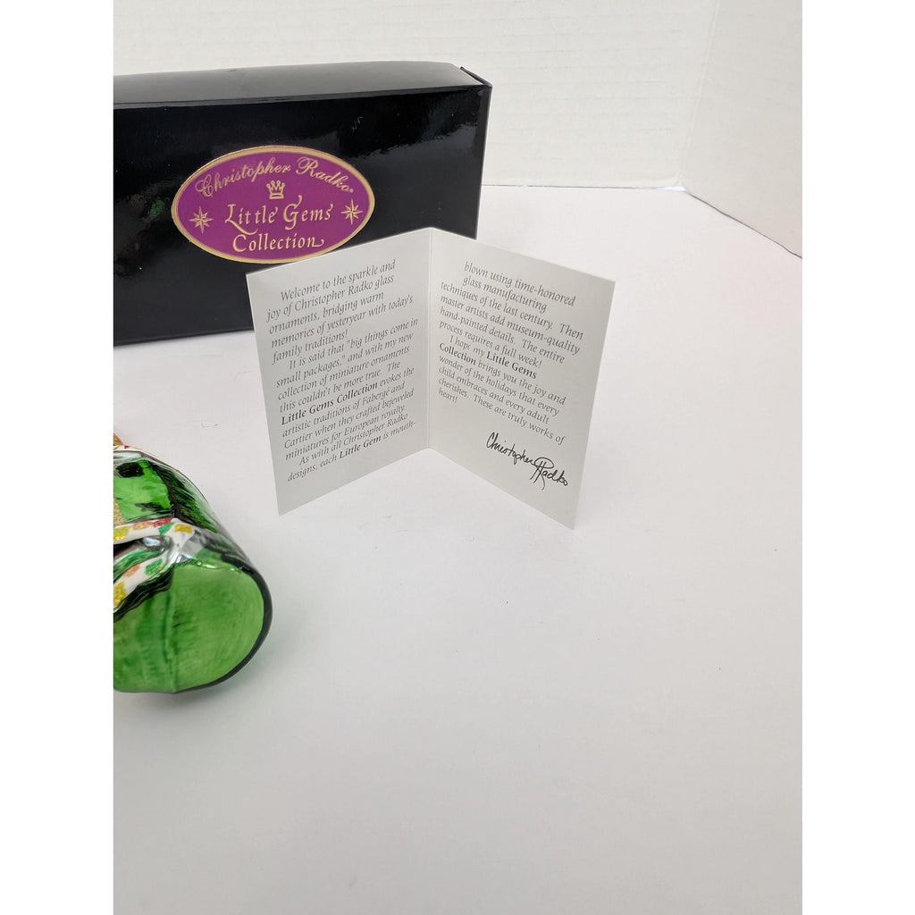 2000 Christopher Radko "Little Gems" Champagne Bottle Glass Ornament Happy New Year