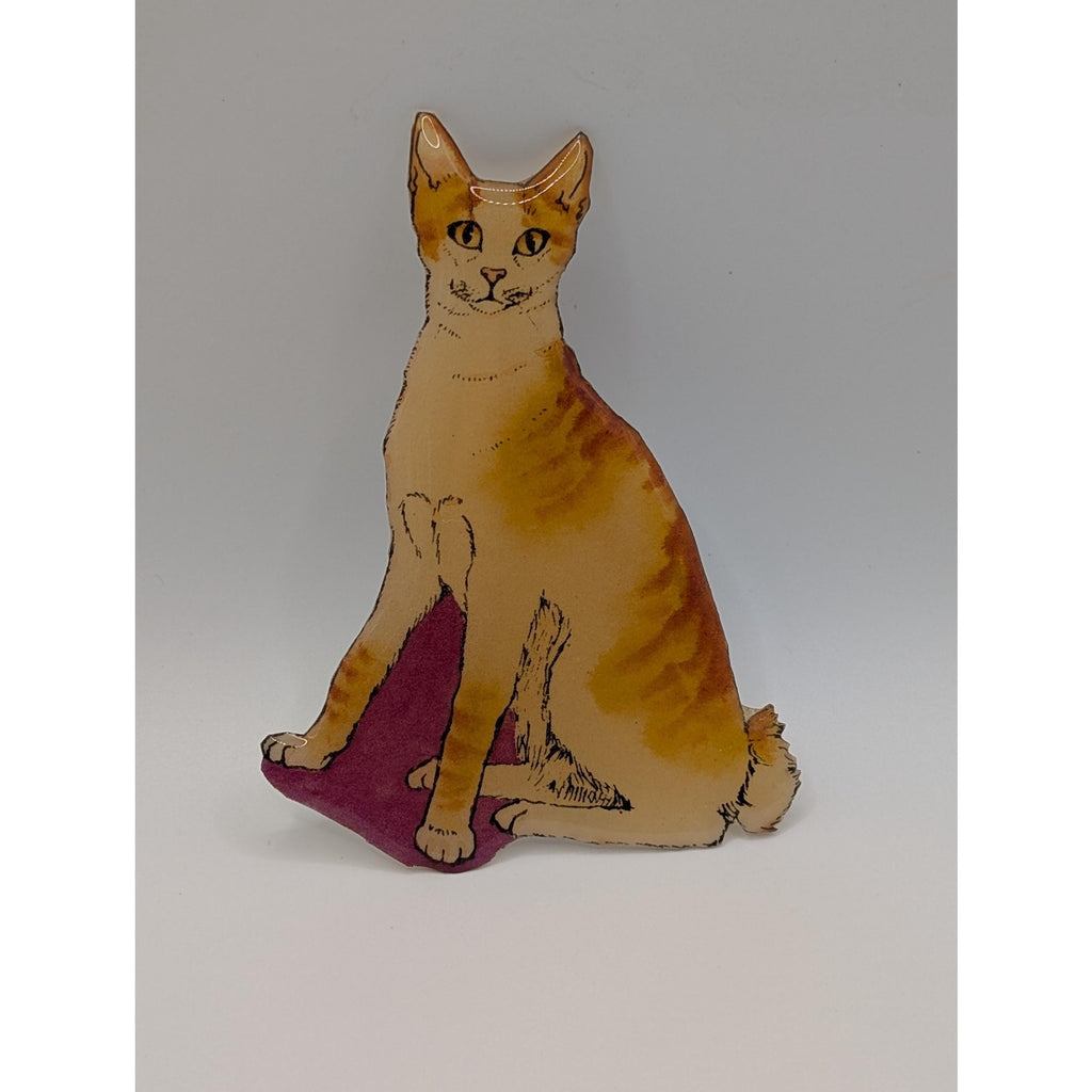 Vintage Whiskers Orange Tabby Cat Pin Signed M Brenden 1989 Kazumi