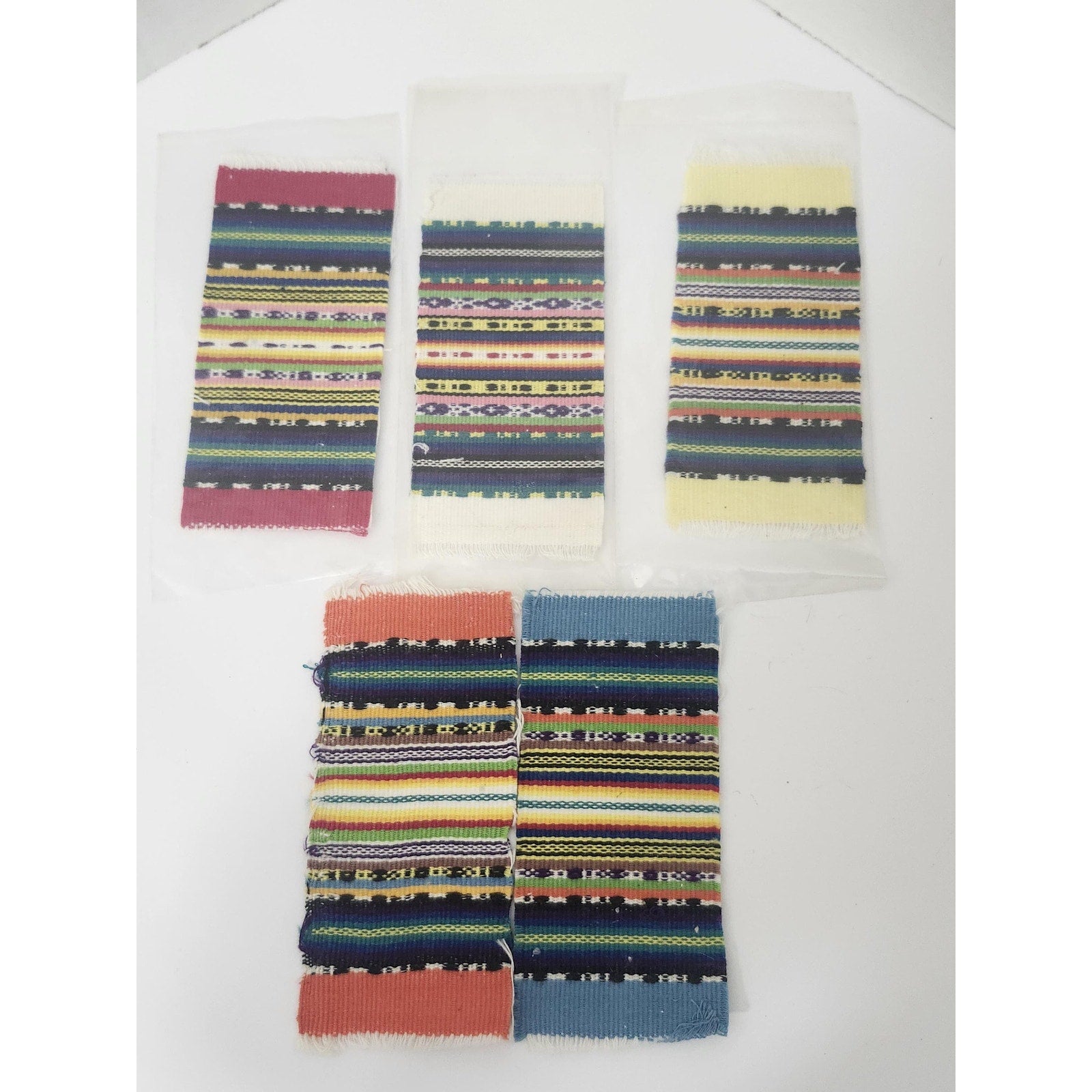 Vintage Miniature Woven Mexican Serape Rugs Dollhouse Blankets Set of 5