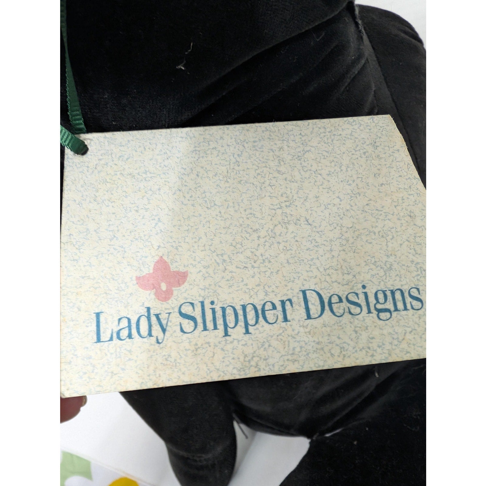 Vintage 1979 Jamie M. Greenebaum Black Velveteen Cat Lady Slipper Designs