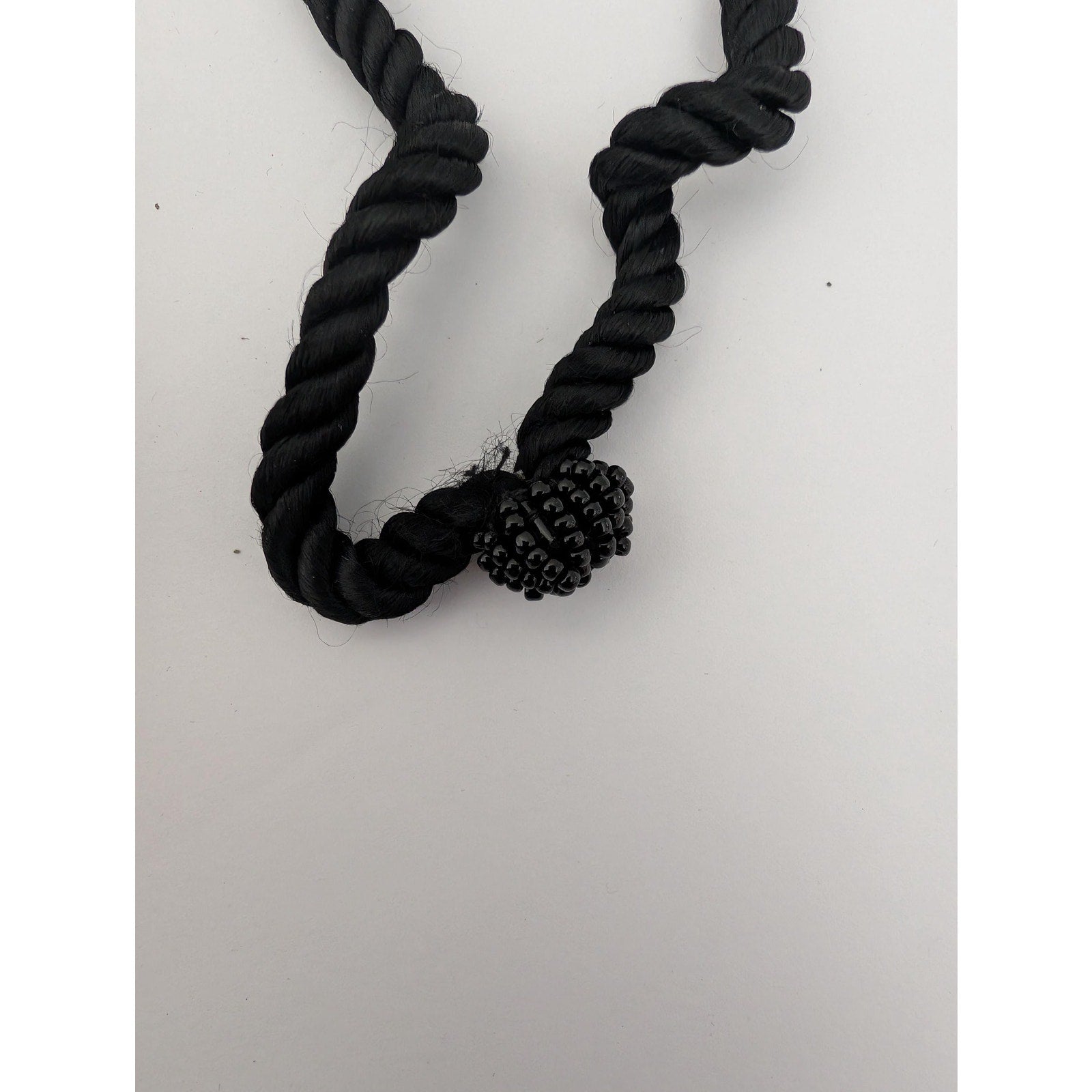 Vintage Black Beaded Drawstring Reticule Purse Handbag With Peacock Feather Pattern