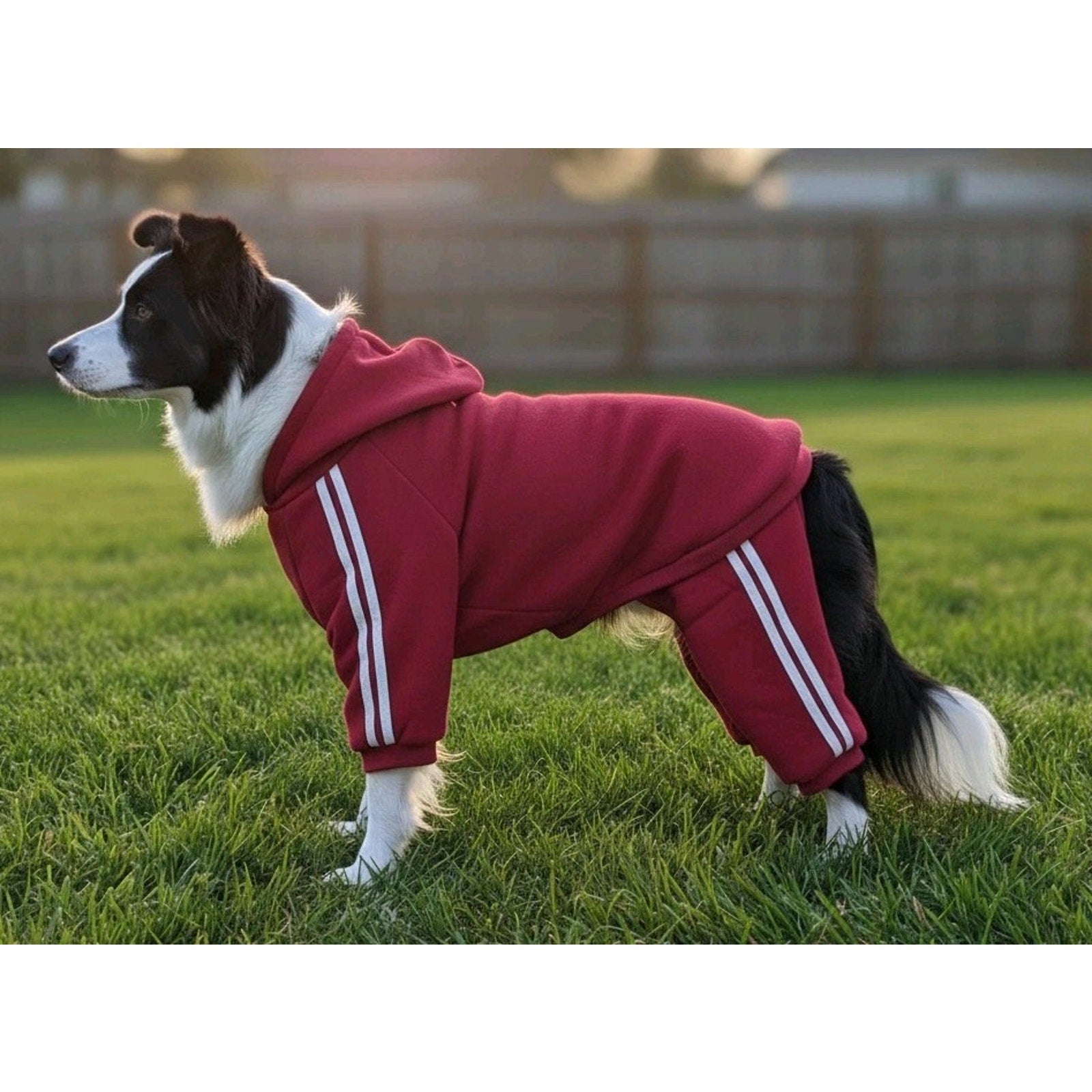 Dog Days Red Fleece Hooded Four Leg Dog Sweatsuit Pajamas Full Body Large