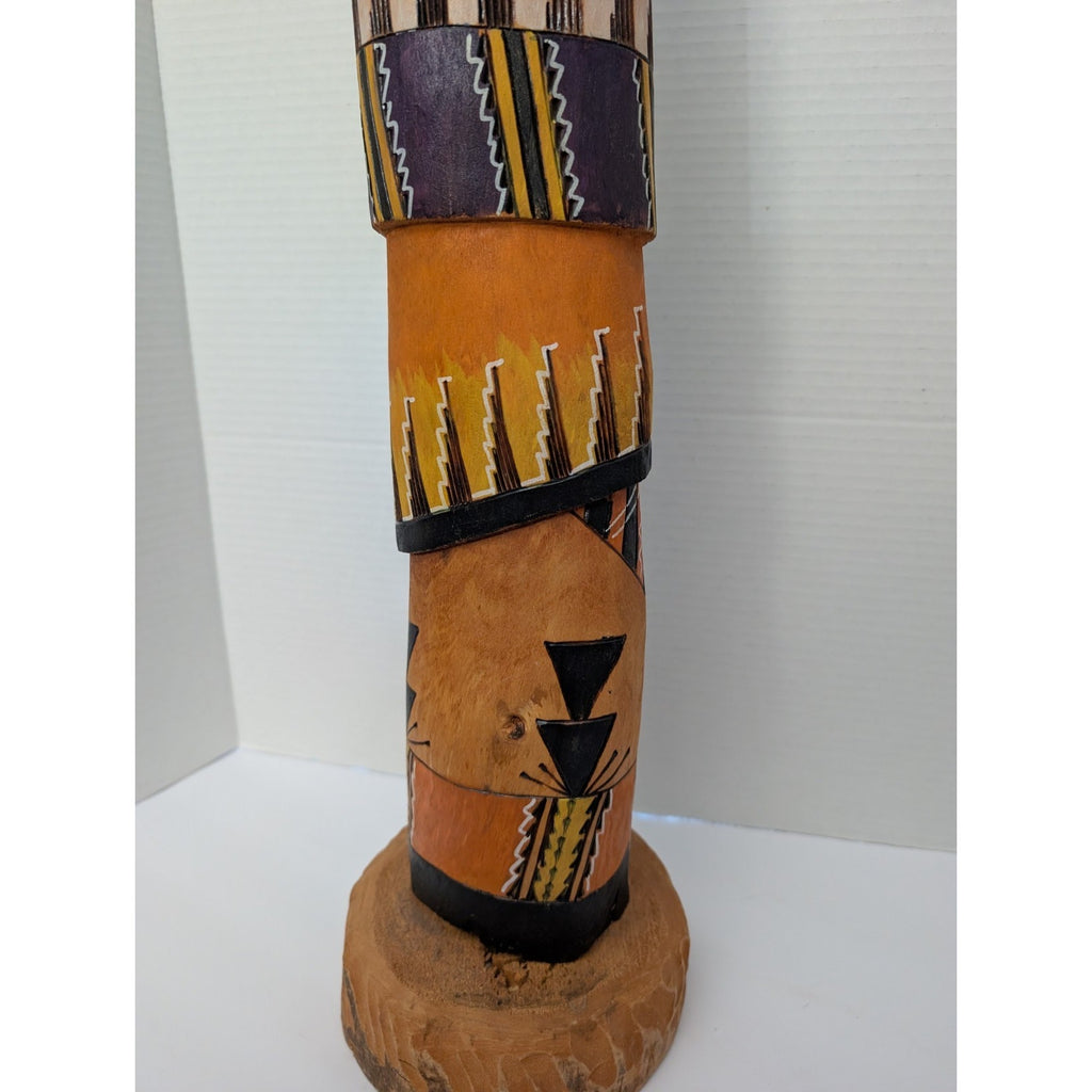 24" Signed B. Jones "Spider Woman" Large Navajo Polychrome Wood Sculpture