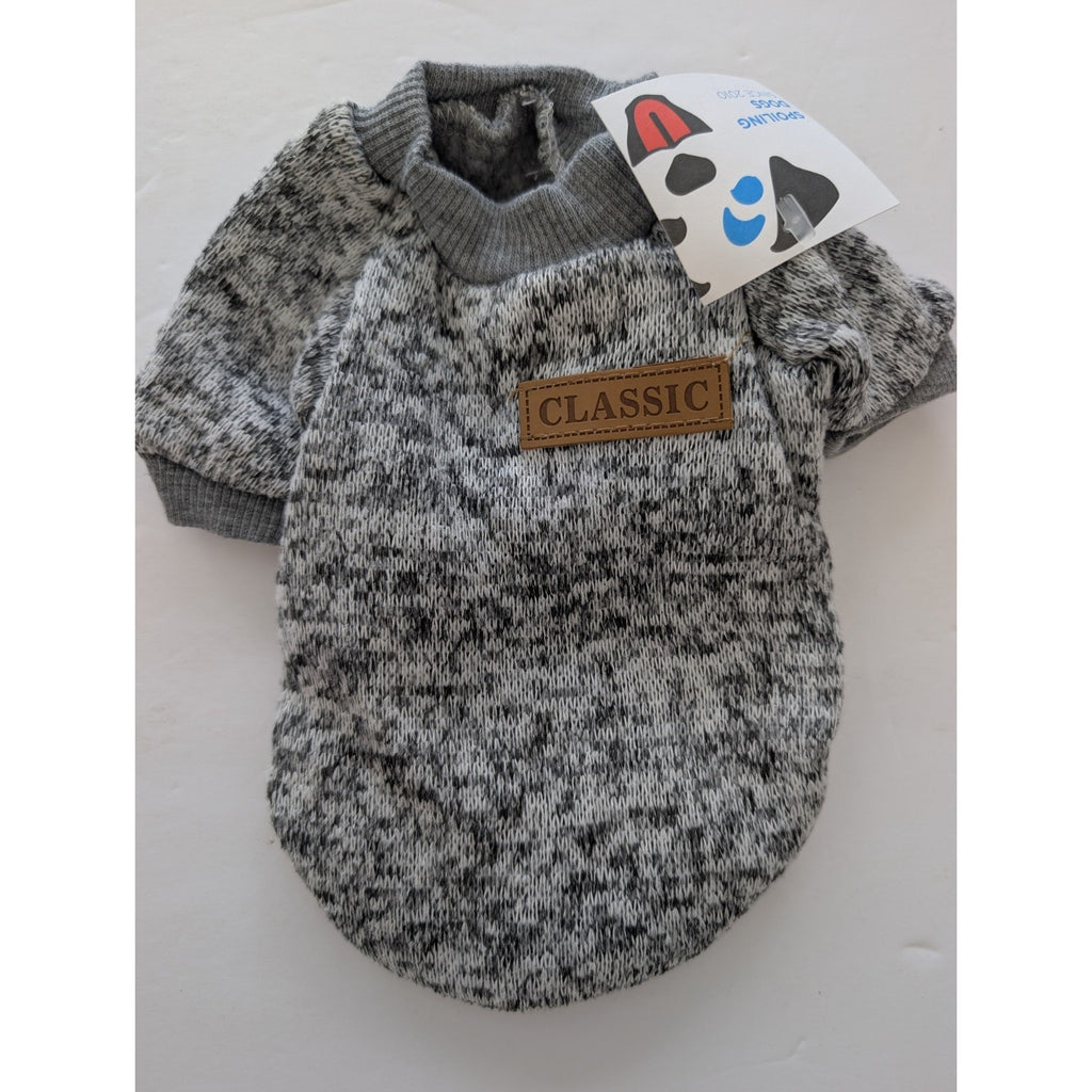 New Classic Spoiling Dogs Small Gray Marl Knit Fleece Lined Pet Sweater New