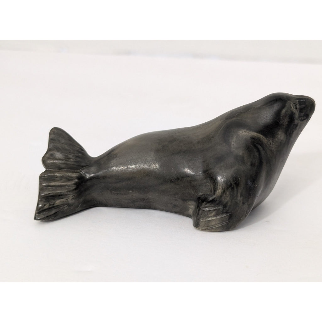 Vintage Seal Figurine Marbled Grey Faux Soapstone Sculpture Canadian Style