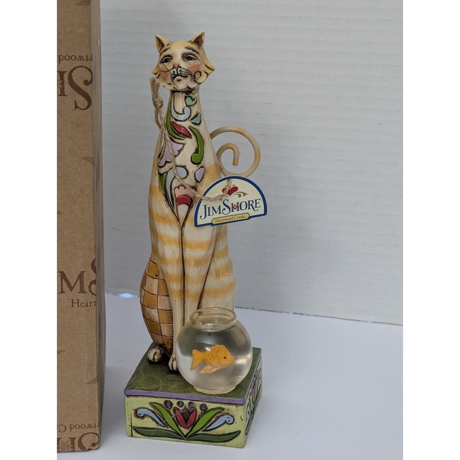 2007 Jim Shore Heartwood Creek JILLY 4009507 Cat + Fishbowl Figurine In Box