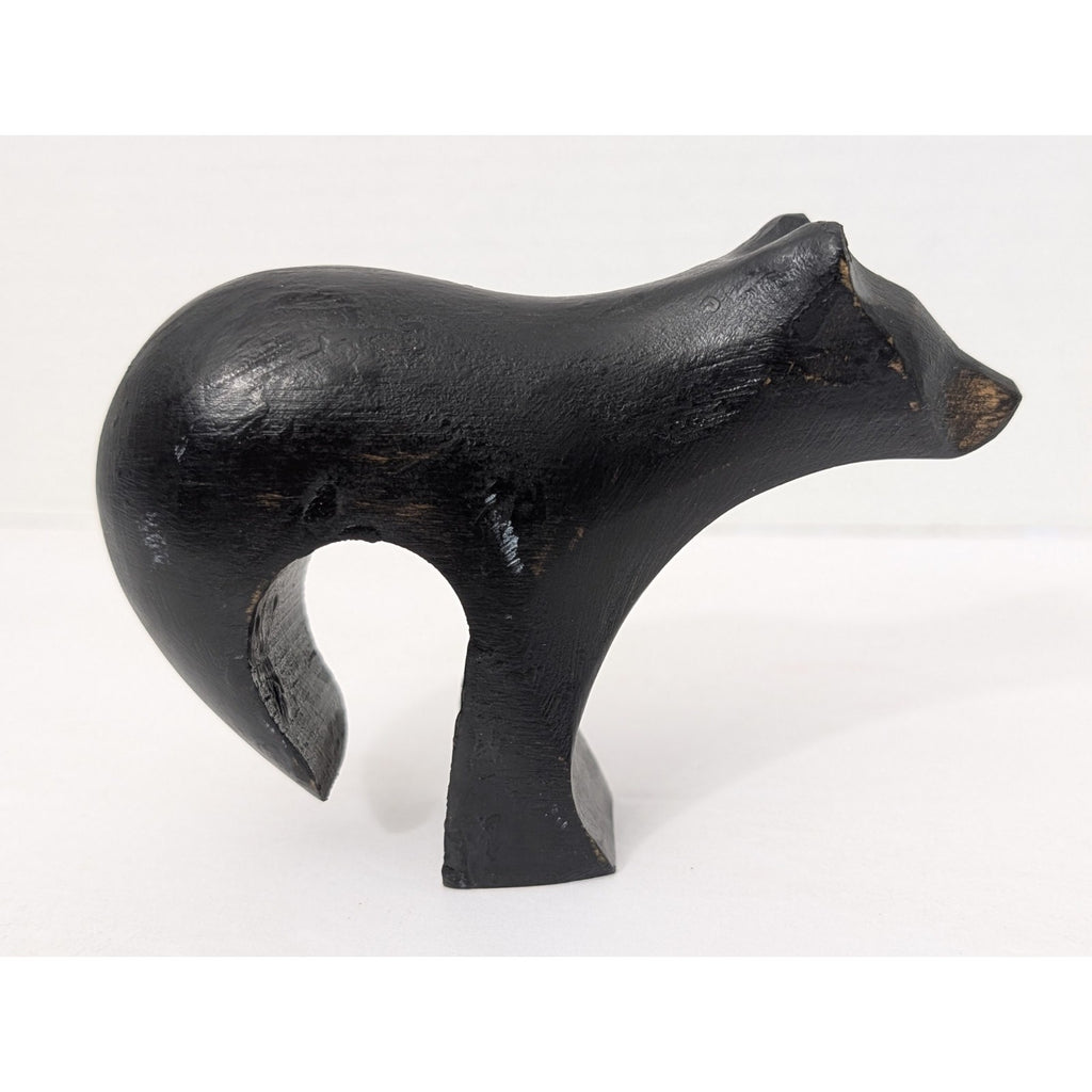 Hand Carved Wood Bear Figurine Signed B Wade 99 Canada Black Bear Folk Art Decor