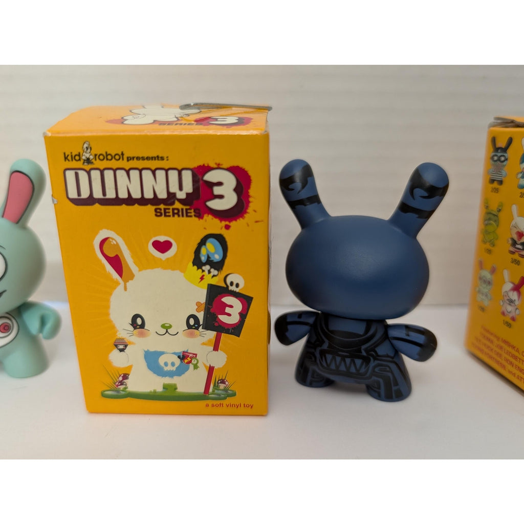 Rare Kidrobot Dunny Series 3 (2006) 4-Figure Set: Ron English, Touma Chase, Damon Soule, Craola Greg Simkins - 3" Vinyl Art Toys with Boxes