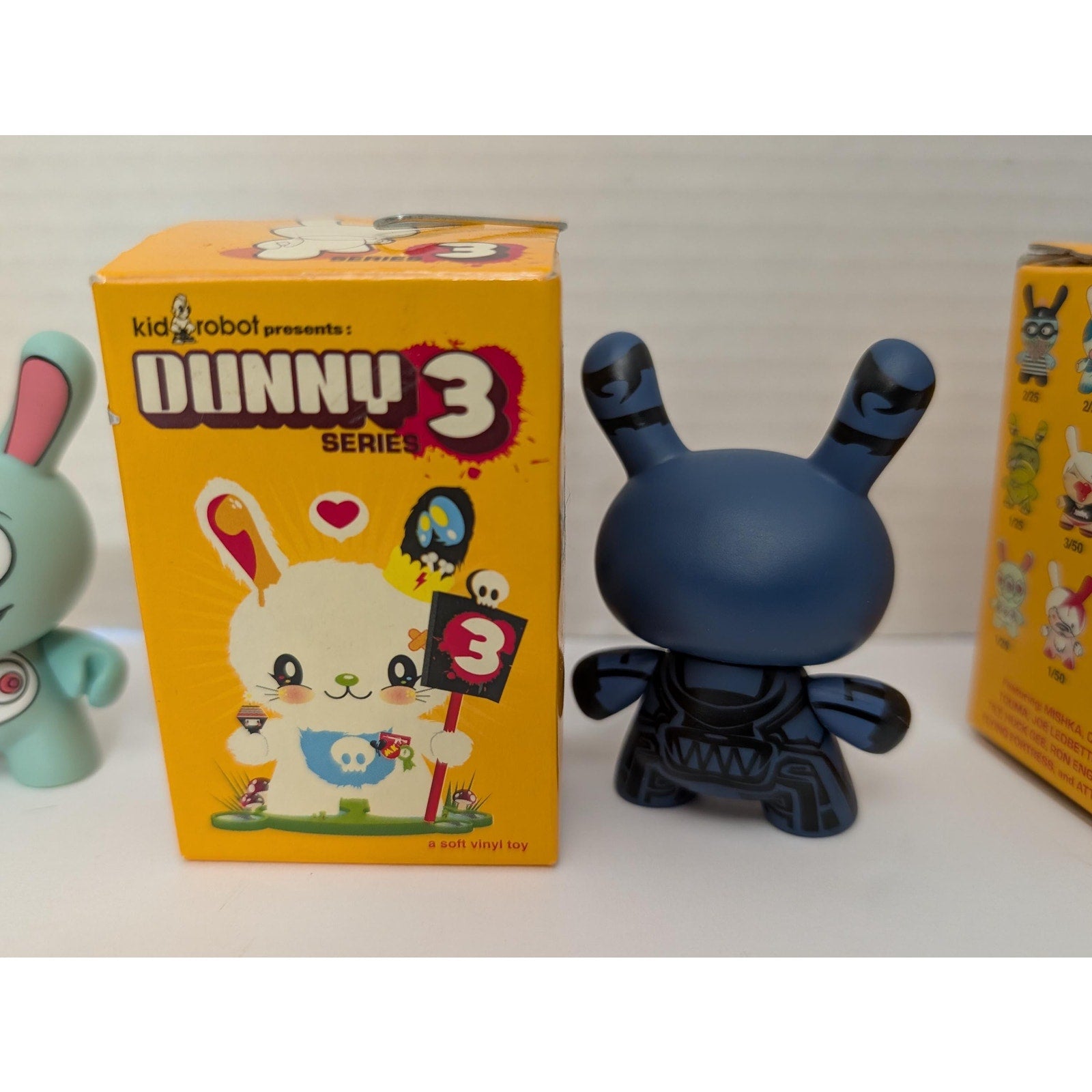 Rare Kidrobot Dunny Series 3 (2006) 4-Figure Set: Ron English, Touma Chase, Damon Soule, Craola Greg Simkins - 3" Vinyl Art Toys with Boxes