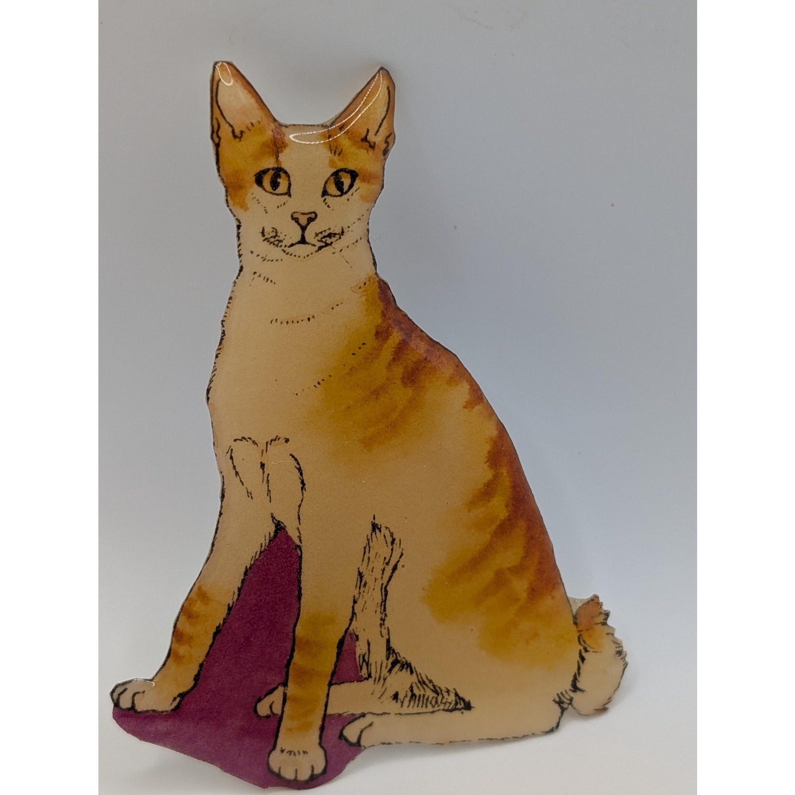 Vintage Whiskers Orange Tabby Cat Pin Signed M Brenden 1989 Kazumi