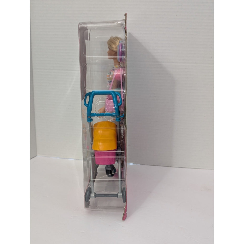 Barbie Stroll 'n Play Pups Playset W Blonde Barbie Doll 2 Pups Pet Stroller New