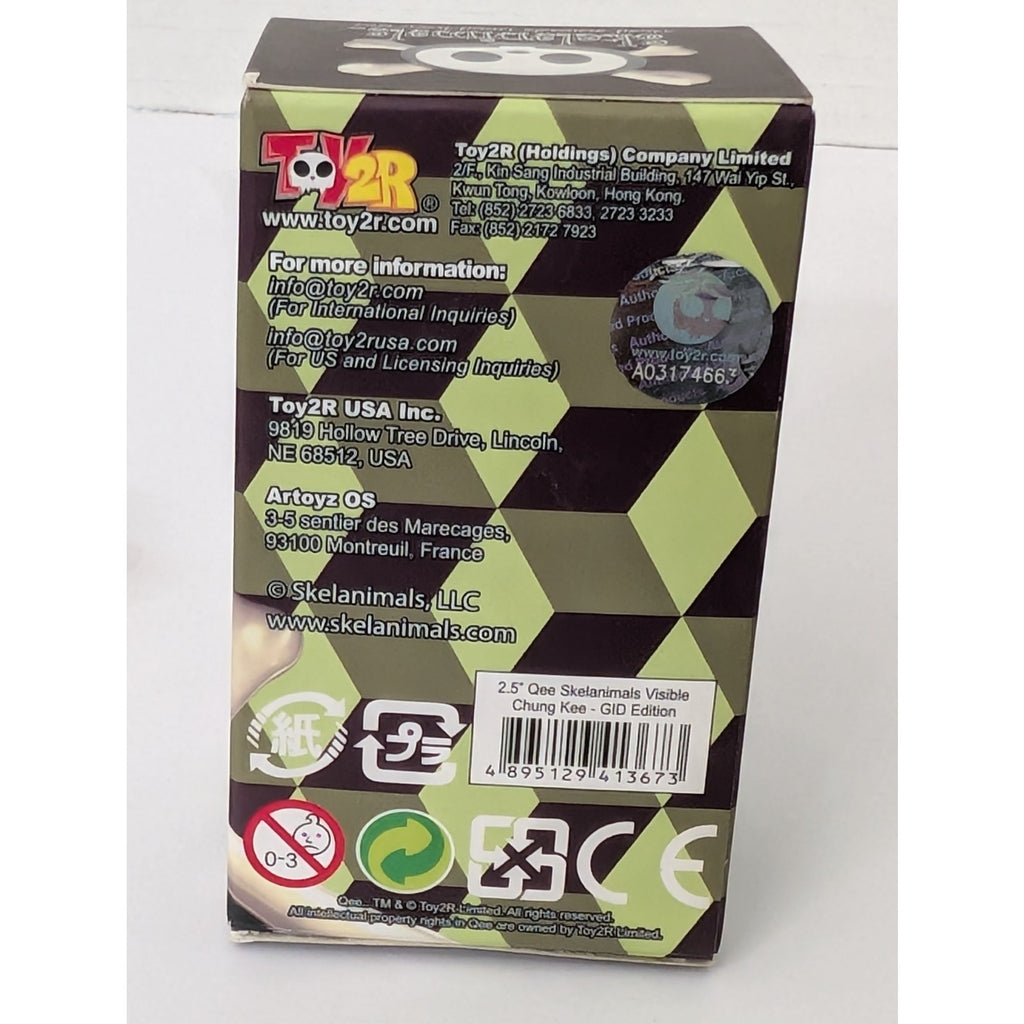 Skelanimals Qee 2.5" Visible Chung Kee GID Edition Vinyl Figure Toy2R Boxed