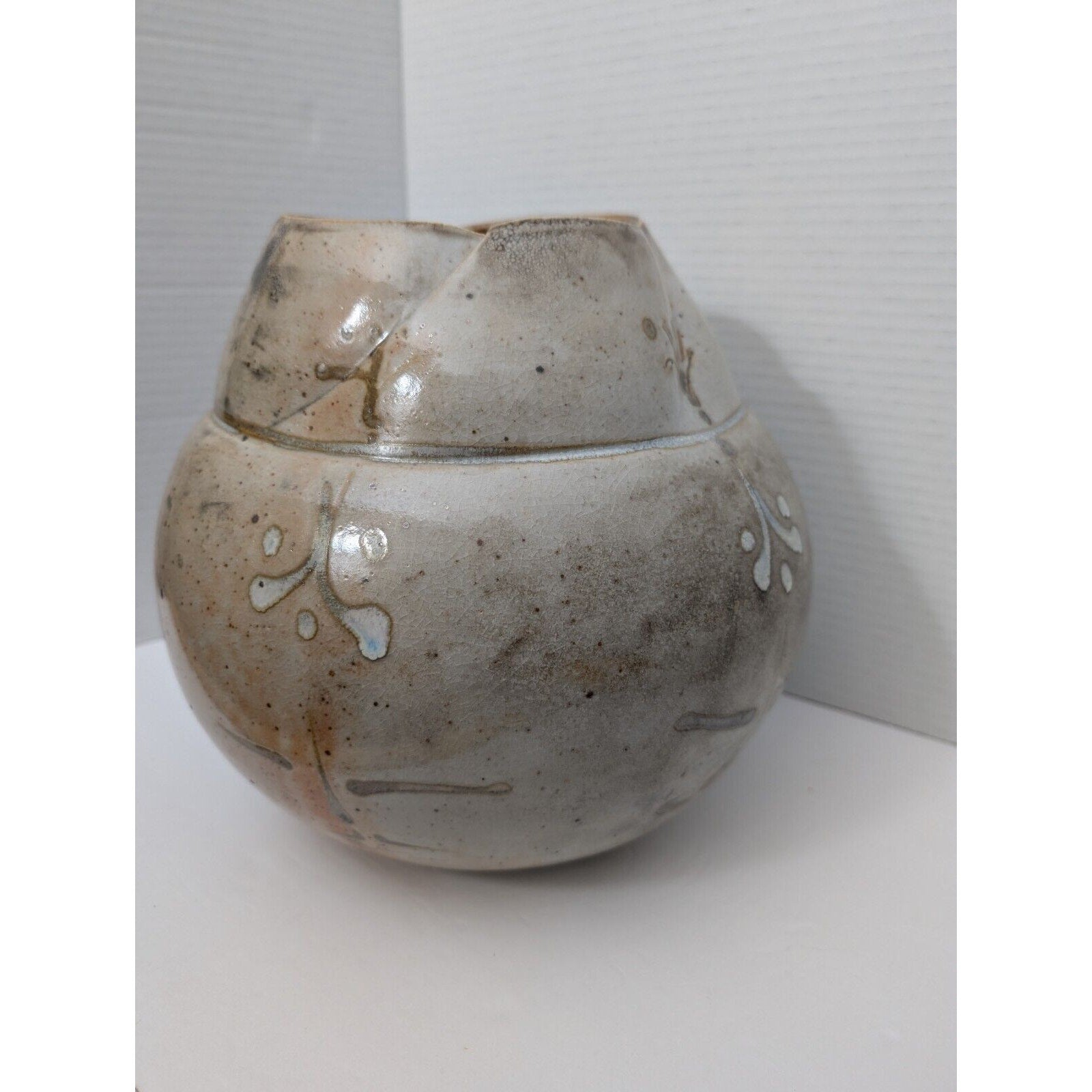 Beautiful Studio Pottery Asymmetrical Bowl Vase By Trish Adams