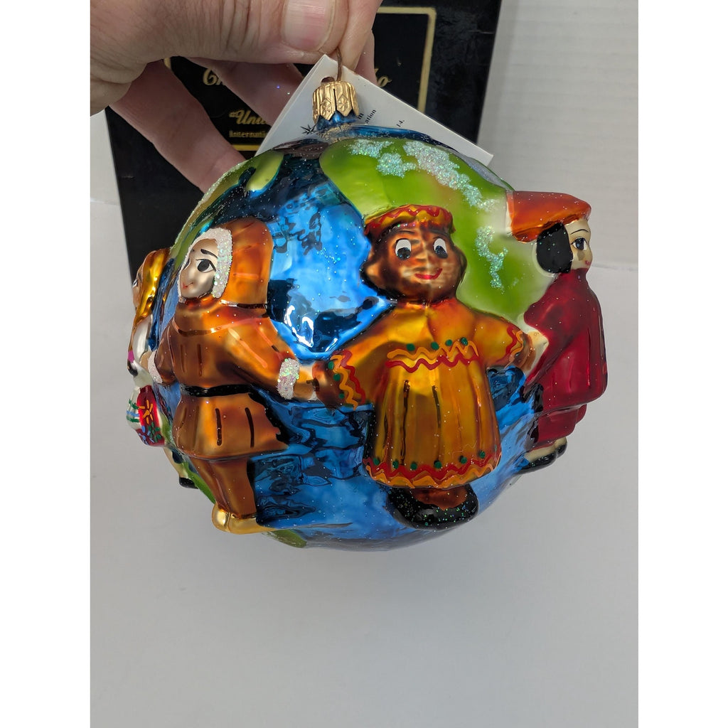 Christopher Radko United We Stand 1999 World Globe Children Glass Ornament Boxed 99-SP-53