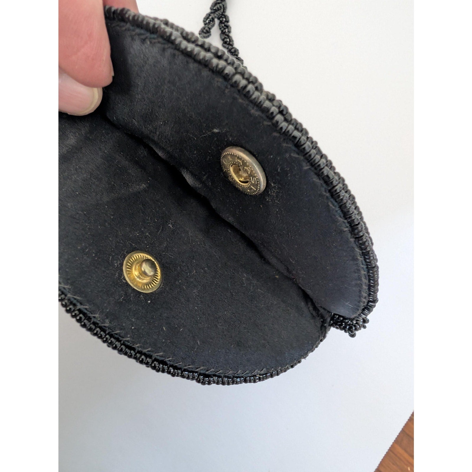 Vintage Round Beaded Crossbody Bag Black Sunburst Bugle Bead Evening Purse