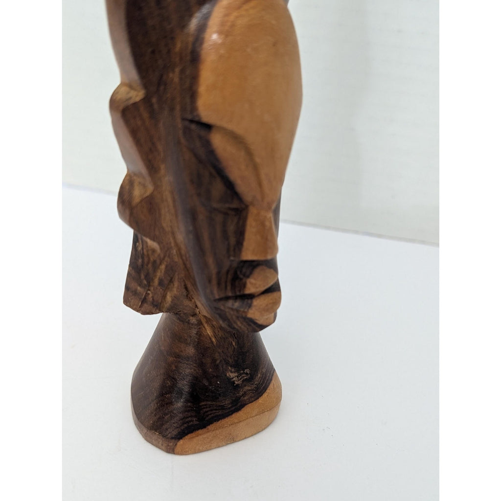 Vintage Hand Carved Ebony Wood African Bust Mid Century Modern Tribal Sculpture