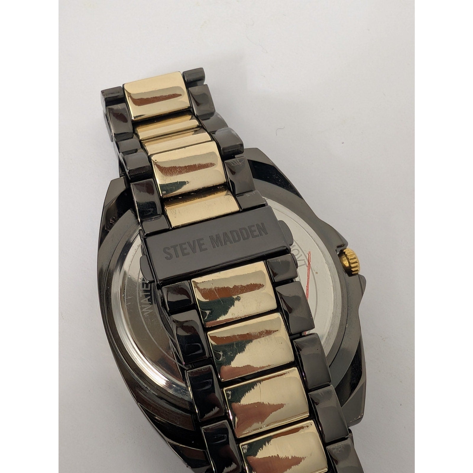 Steve Madden Men's Two-Tone Black & Gold Watch Designer Divers Style