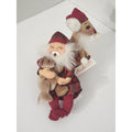 Vintage 2004 Annalee Mobilitee Christmas Plaid Santa with Deer Teddy Bear Doll
