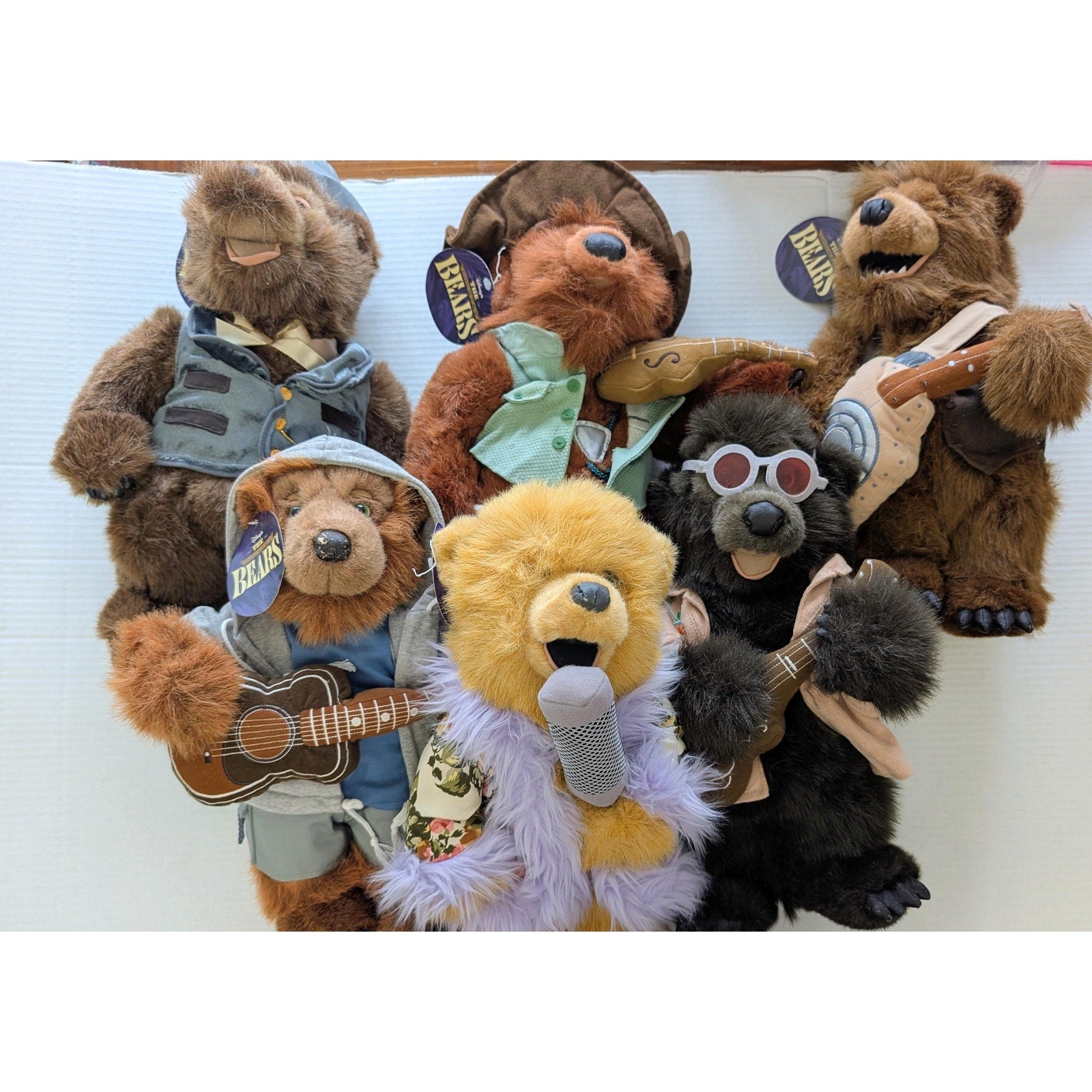 Rare Country Bears Disney Plush Lot of 6 Vintage Jamboree Bears with Musical Instruments