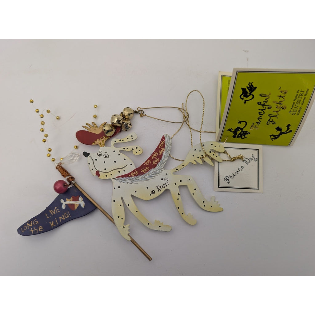 Silvestri Fanciful Flights Karen Rossi Prince Dog Ornament Hand Painted Metal