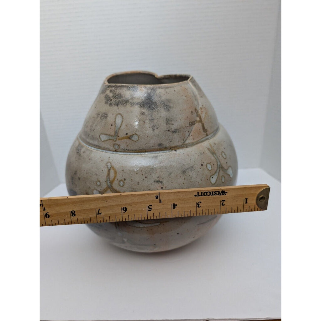 Beautiful Studio Pottery Asymmetrical Bowl Vase By Trish Adams