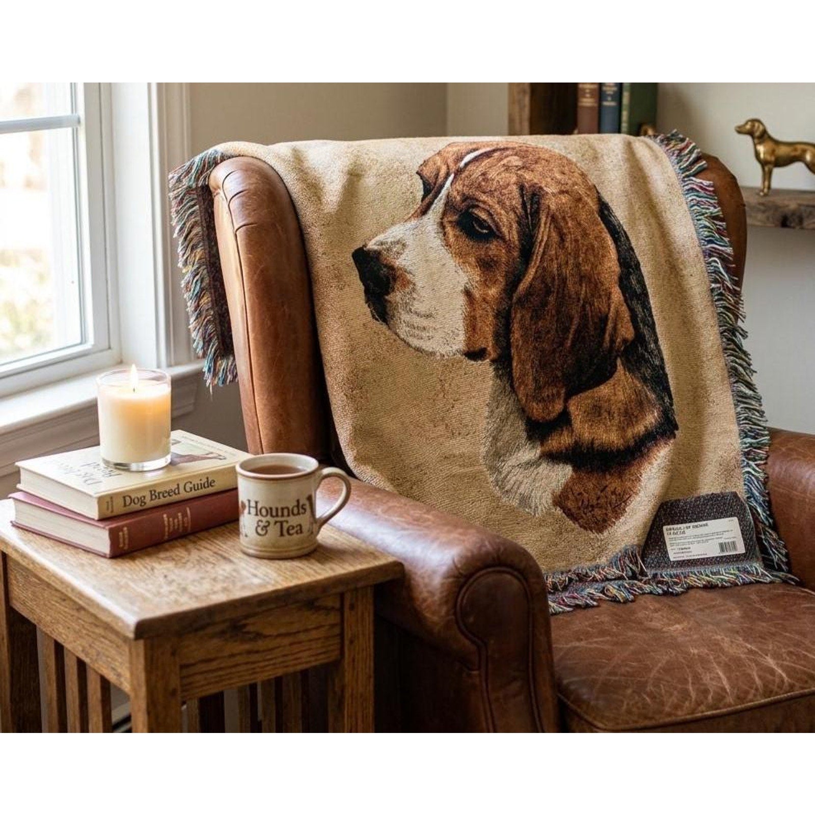 Pure Country Weavers Beagle Lap Square Cotton Woven Throw Blanket Robert May Dog