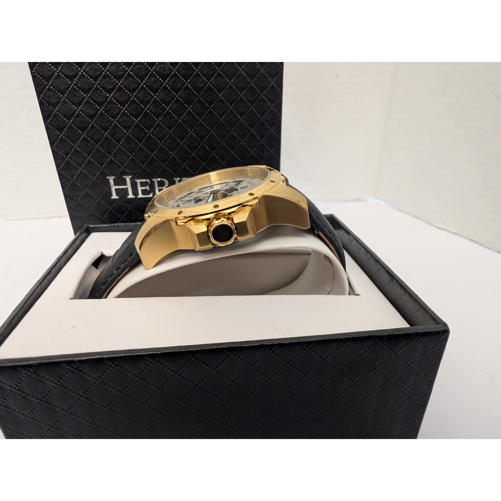 Heritor Pytheas Men's Goldtoned Automatic Skeleton Watch 22 Jewels