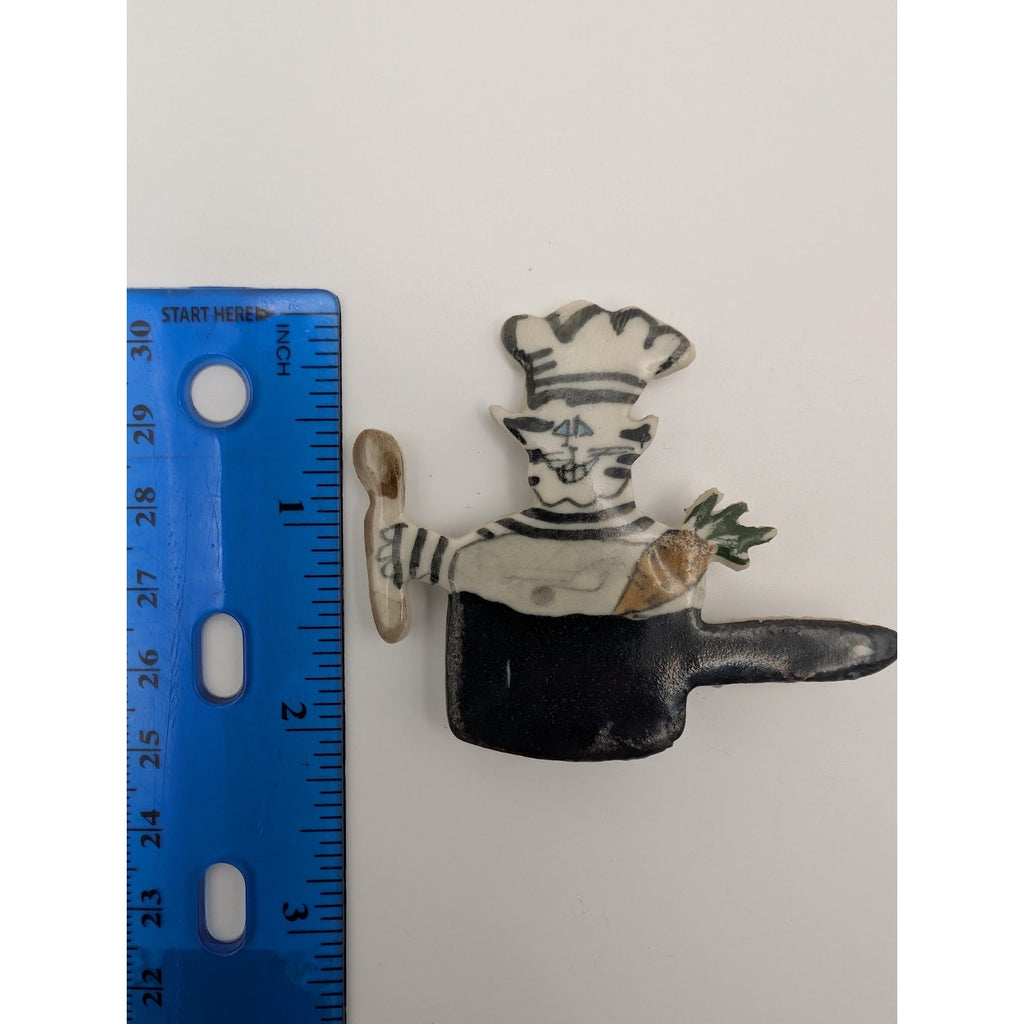 Aunt Lilly's Porcelain Personalities Whimsical Chef Cat Brooch