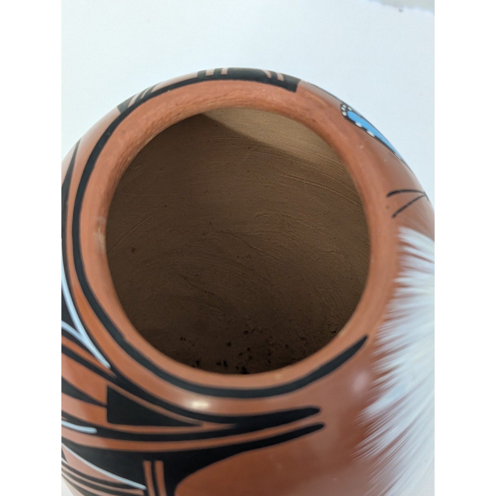 Jemez Pueblo Pottery Vase Blue Butterfly Feather MT Chinana Hand Painted Native