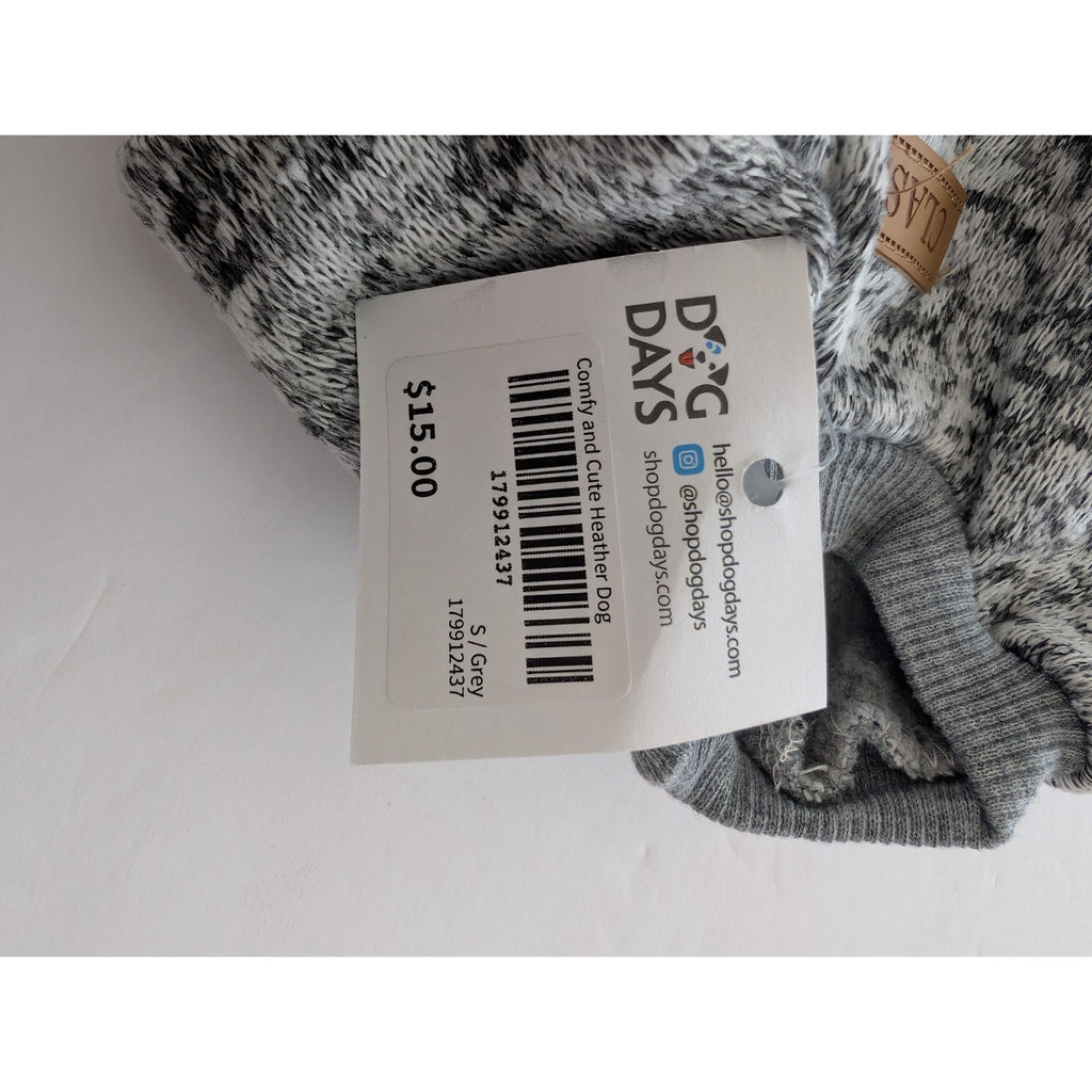 New Classic Spoiling Dogs Small Gray Marl Knit Fleece Lined Pet Sweater New