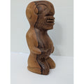 Vintage Hand Carved Two Tone Wood Kneeling Tiki Figurine Polynesian Tribal Art