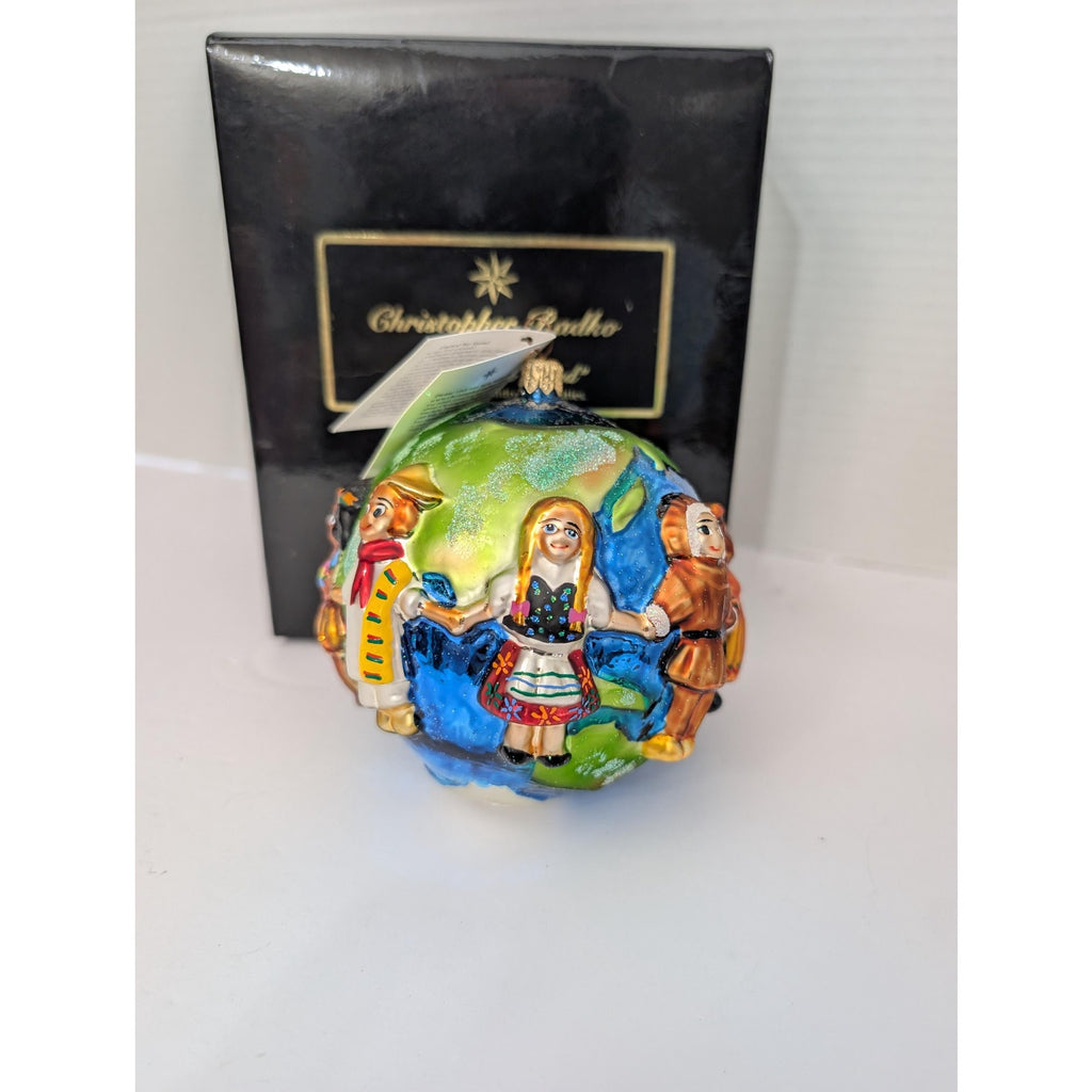 Christopher Radko United We Stand 1999 World Globe Children Glass Ornament Boxed 99-SP-53