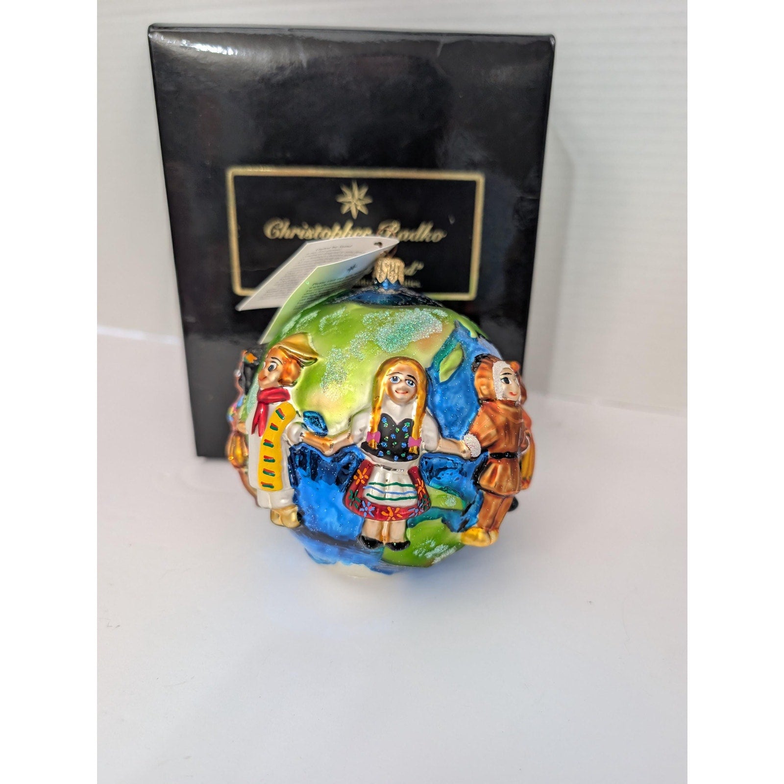 Christopher Radko United We Stand 1999 World Globe Children Glass Ornament Boxed 99-SP-53