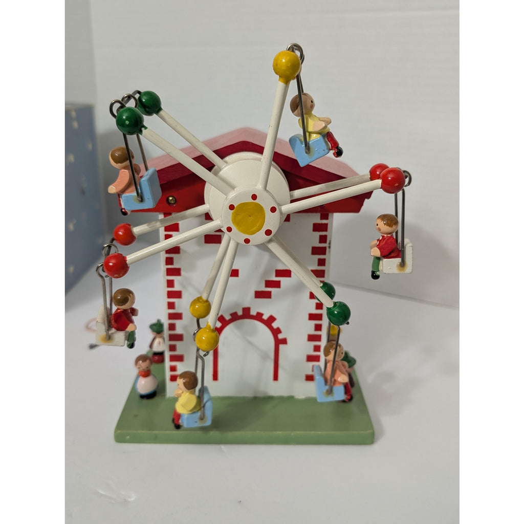 Vintage Reuge Swiss Movement Wooden Musical Ferris Wheel Coin Bank Sing A Song Of Six Pence With Box