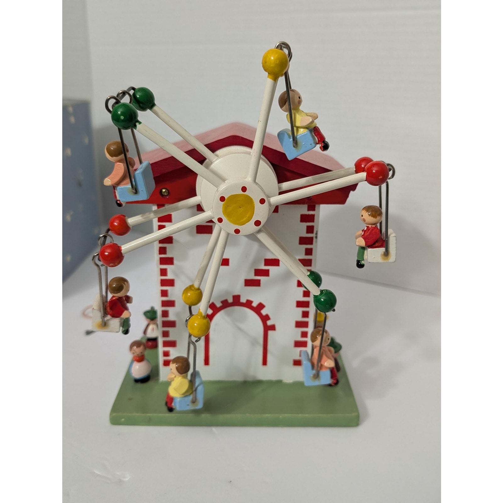 Vintage Reuge Swiss Movement Wooden Musical Ferris Wheel Coin Bank Sing A Song Of Six Pence With Box