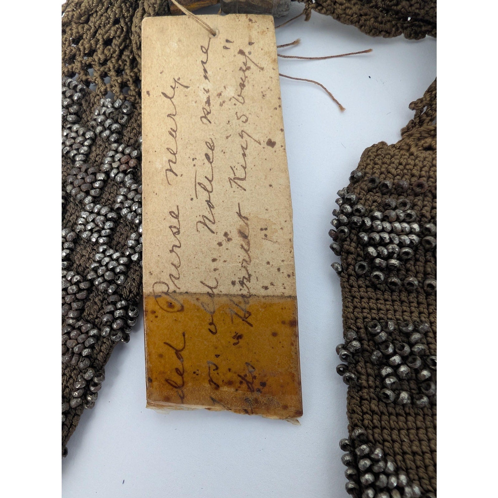 Antique Victorian Miser Purse Harriet King Provenance Hand Beaded Crochet Stocking Bag