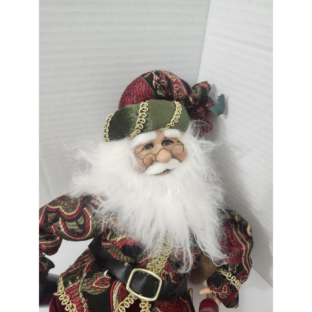 Karen Didion Originals Sitting Wine Santa Claus Figurine Holiday Decor