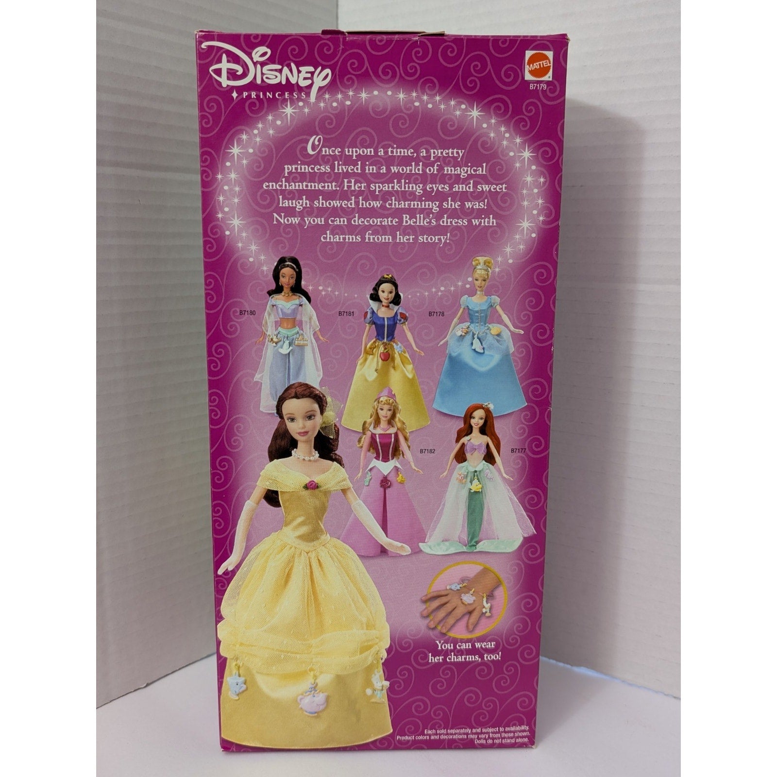 Disney Charming Princess Belle Doll Beauty and the Beast w/ Charms 2003 Mattel